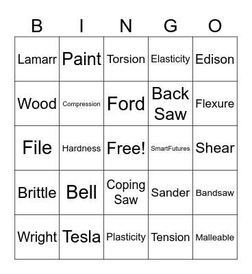 Tech Ed Bingo Card