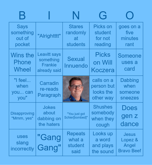 Mr. Carradin Bingo Card