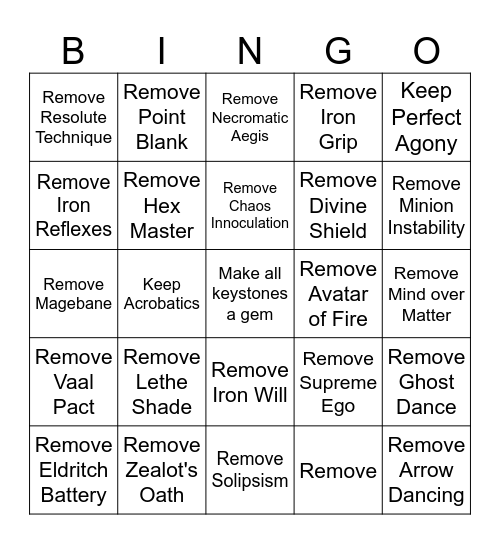 Path of Homogeny Bingo Card