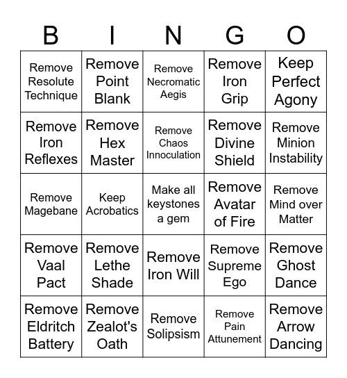 Path of Homogeny Bingo Card