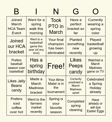 March Madness & Spring Bingo Card