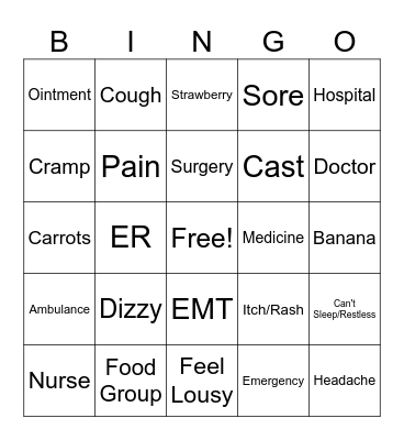 ASL 3 "Healthy Habits" Bingo Card