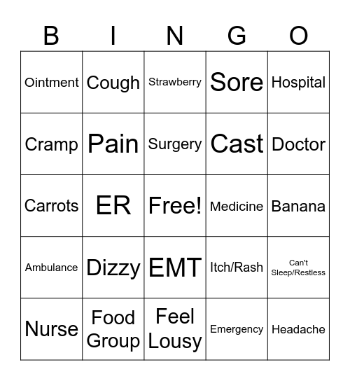 ASL 3 "Healthy Habits" Bingo Card