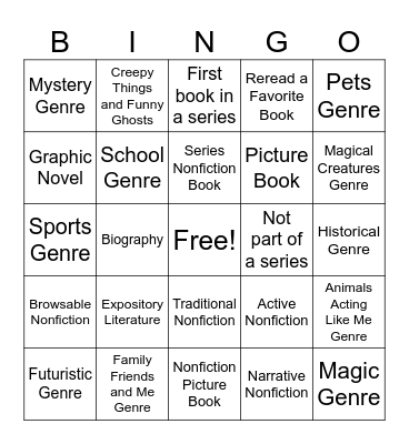 2nd Grade Reading Bingo Card