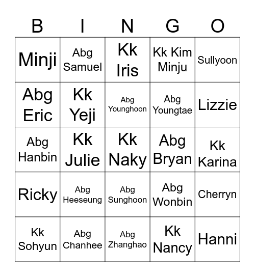 SULLYOON! 🩷🎀 Bingo Card