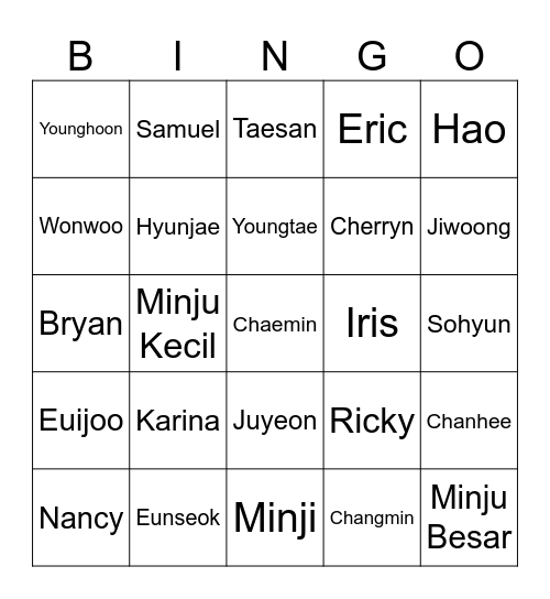 CHAEMIN Bingo Card