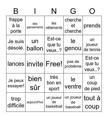 Salut mon ami! Bingo Card