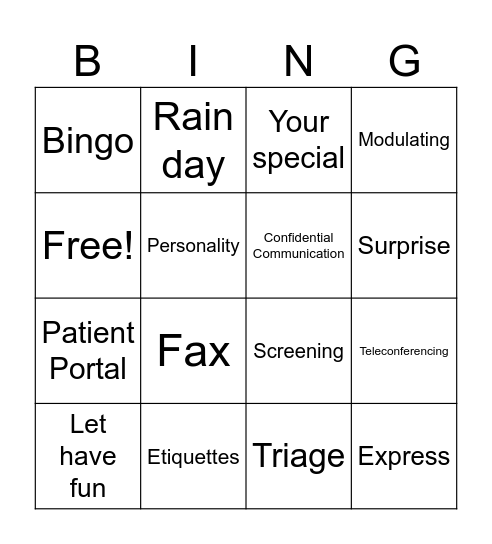 Chp 19 Telephone communications Bingo Card