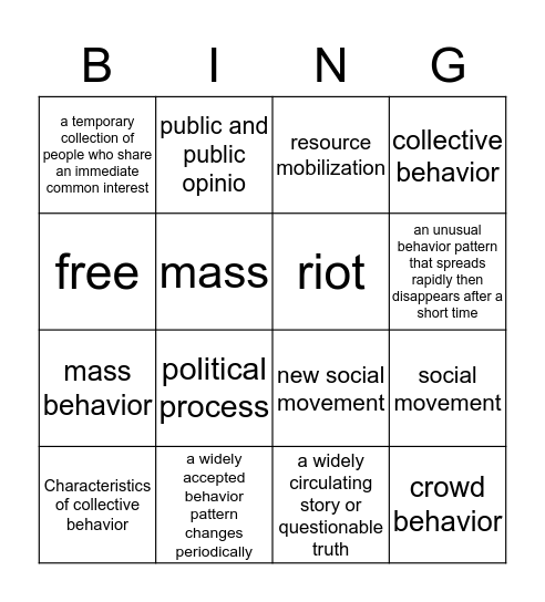 chapter 17  Bingo Card