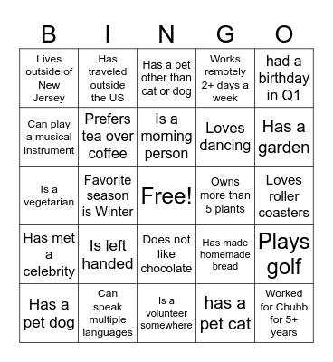 Networking Bingo Card