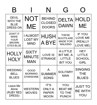 Music Bingo #50   -  GOOD STUFF! Bingo Card