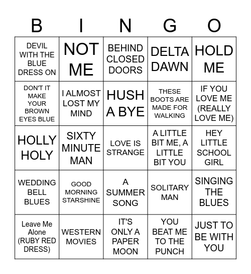 Music Bingo #50   -  GOOD STUFF! Bingo Card