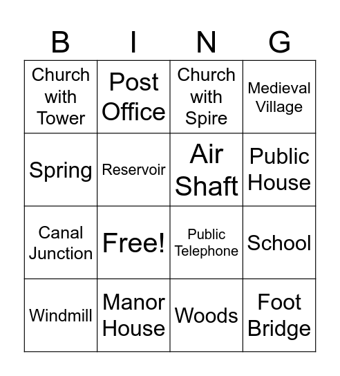 Scout Map Bingo Card