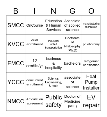 MCCS Bingo Card