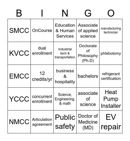 MCCS Bingo Card
