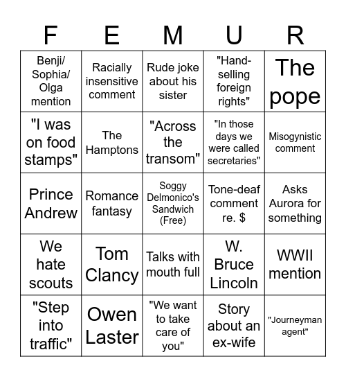 Assistants' Luncheon Bingo Card