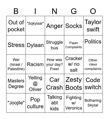 Serven Bingo! Bingo Card