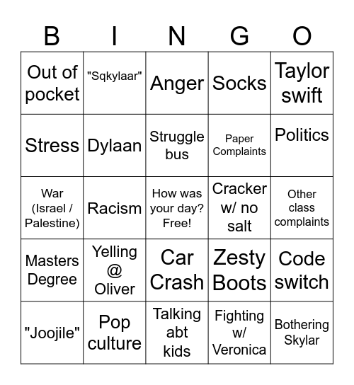 Serven Bingo! Bingo Card