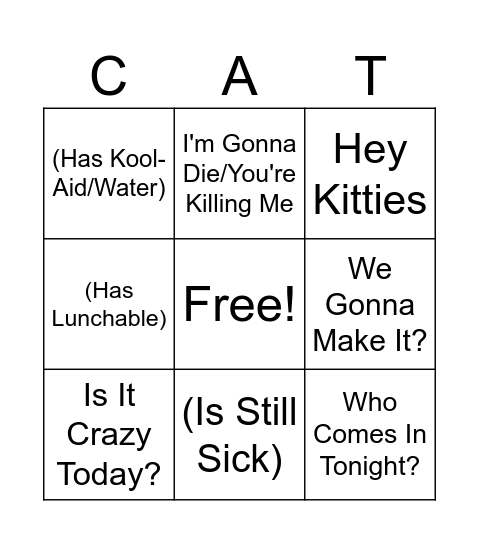 Burnie Bingo Card