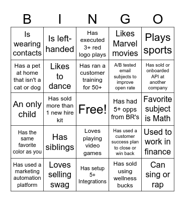 Human Bingo Card