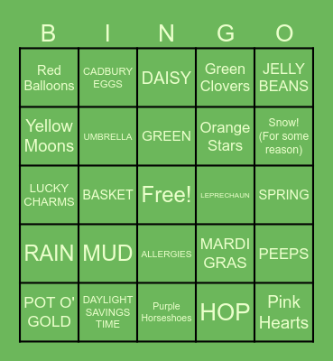 Lucky Spring-O! Bingo Card