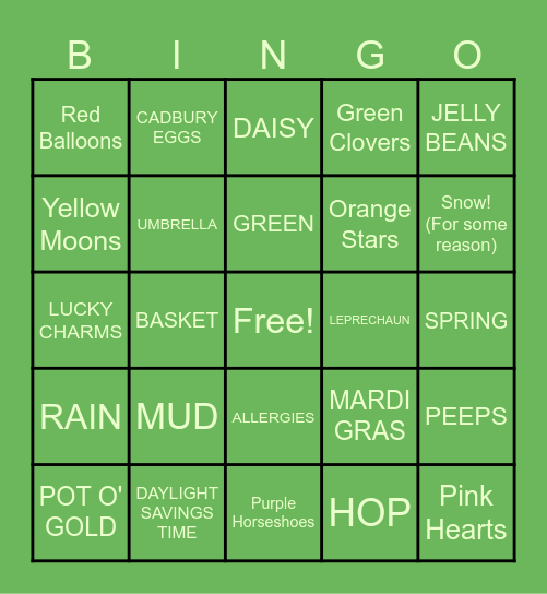 Lucky Spring-O! Bingo Card