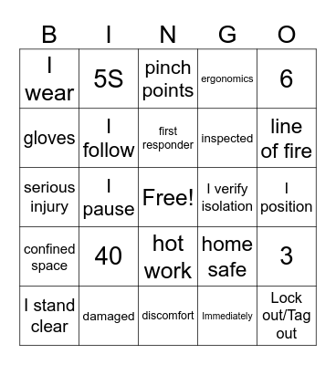 Safety Bingo April 2024 Bingo Card