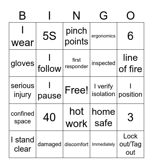 Safety Bingo April 2024 Bingo Card