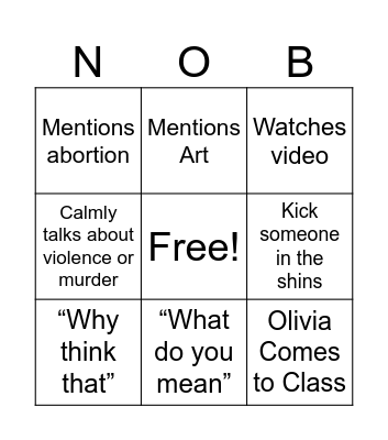 Philosophical Ethics Bingo Card