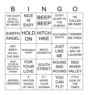 MUSIC BINGO #51 - Hmm Hmm Good! Bingo Card