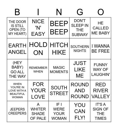 MUSIC BINGO #51 - Hmm Hmm Good! Bingo Card