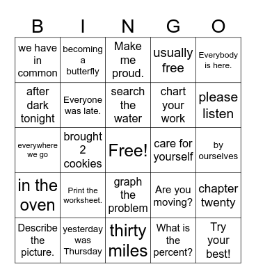 Sight Words - 2nd Bingo Card