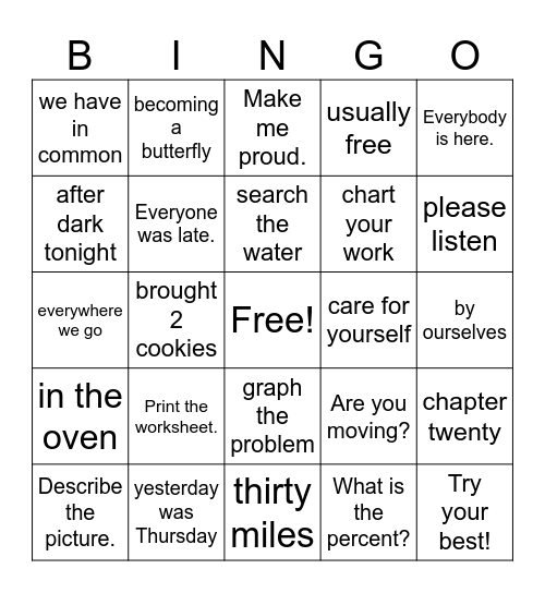 Sight Words - 2nd Bingo Card