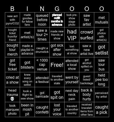 2024 CONCERT Bingo Card