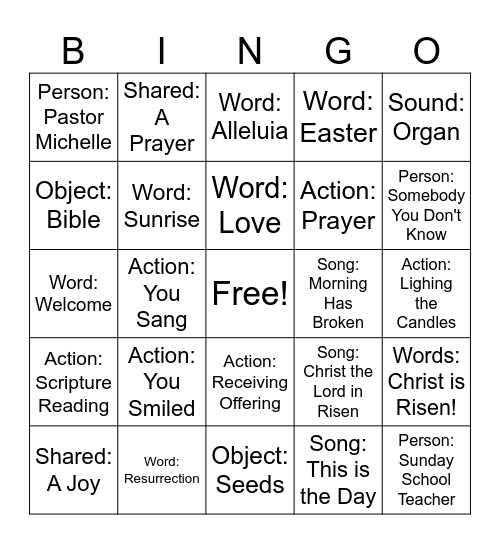 Worship Bingo - Easter Sunday! Bingo Card