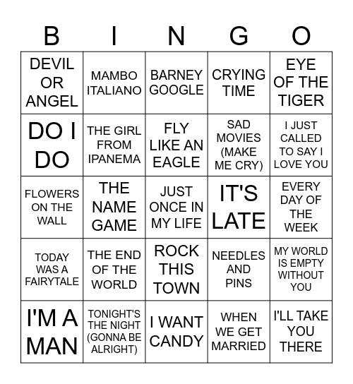 Music Bingo #53  - ...BUT GOODIES Bingo Card