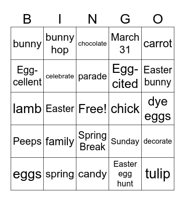 Easter Bingo Card