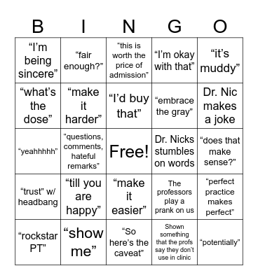 April Fool's Bingo Card