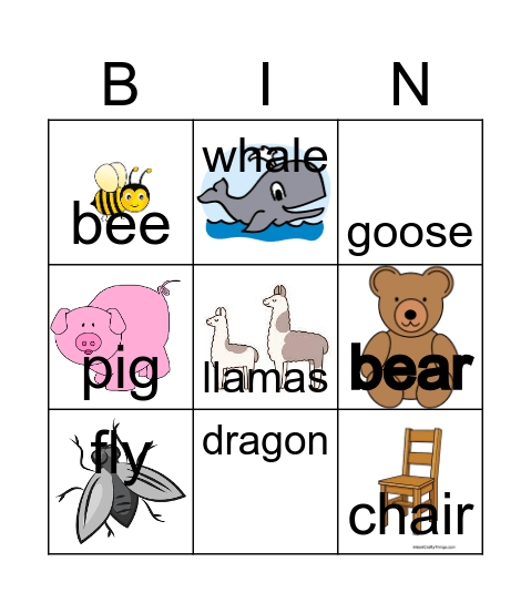 Down by the Bay Bingo Card