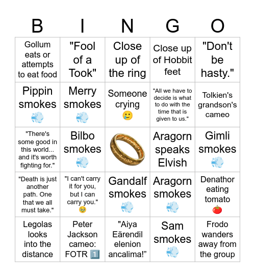 🎉 LOTR Bingo 🎉 Bingo Card
