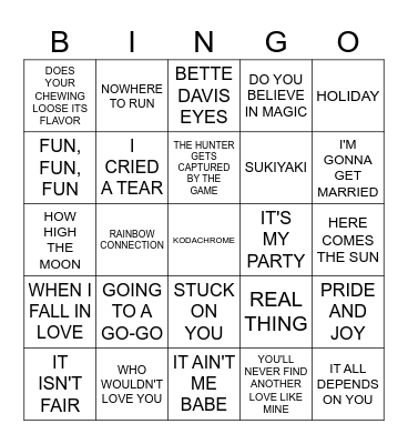 Music Bingo #49 - ALL MIXED UP Bingo Card
