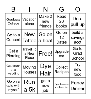New Years! Bingo Card