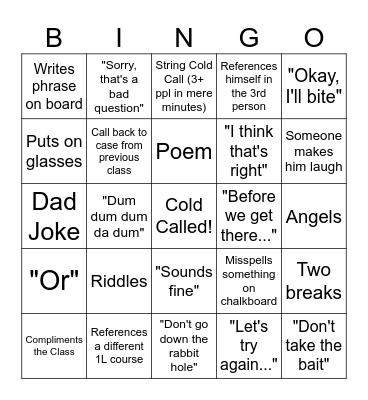 The Game Bingo Card