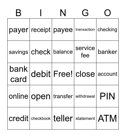 Finance Terms Bingo Card