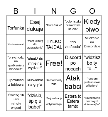 Marunio Bingo Card