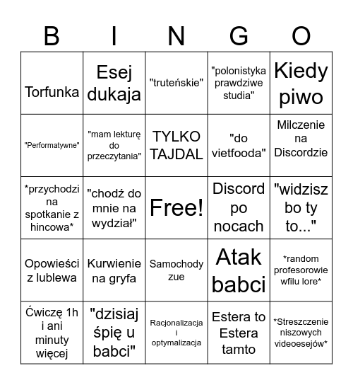 Marunio Bingo Card