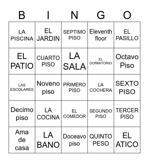 LA CASA Bingo Card