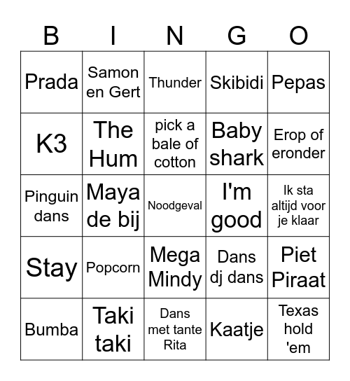 Keet in Haring - Big Kids Bingo Card