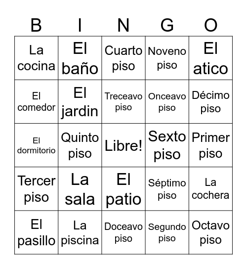 La Casa Bingo Card