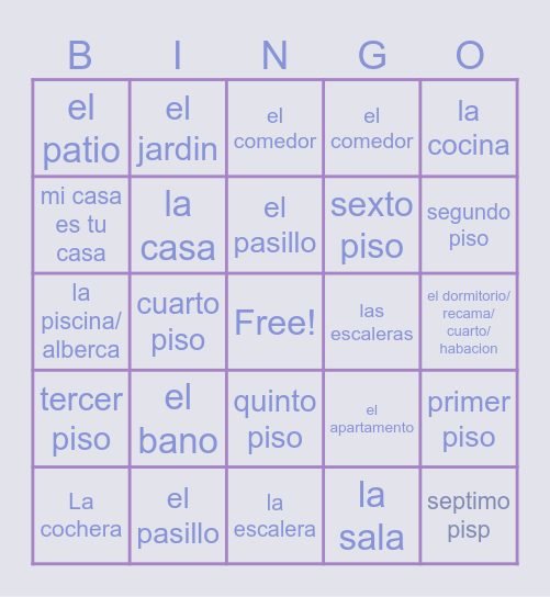 La Casa Bingo Card